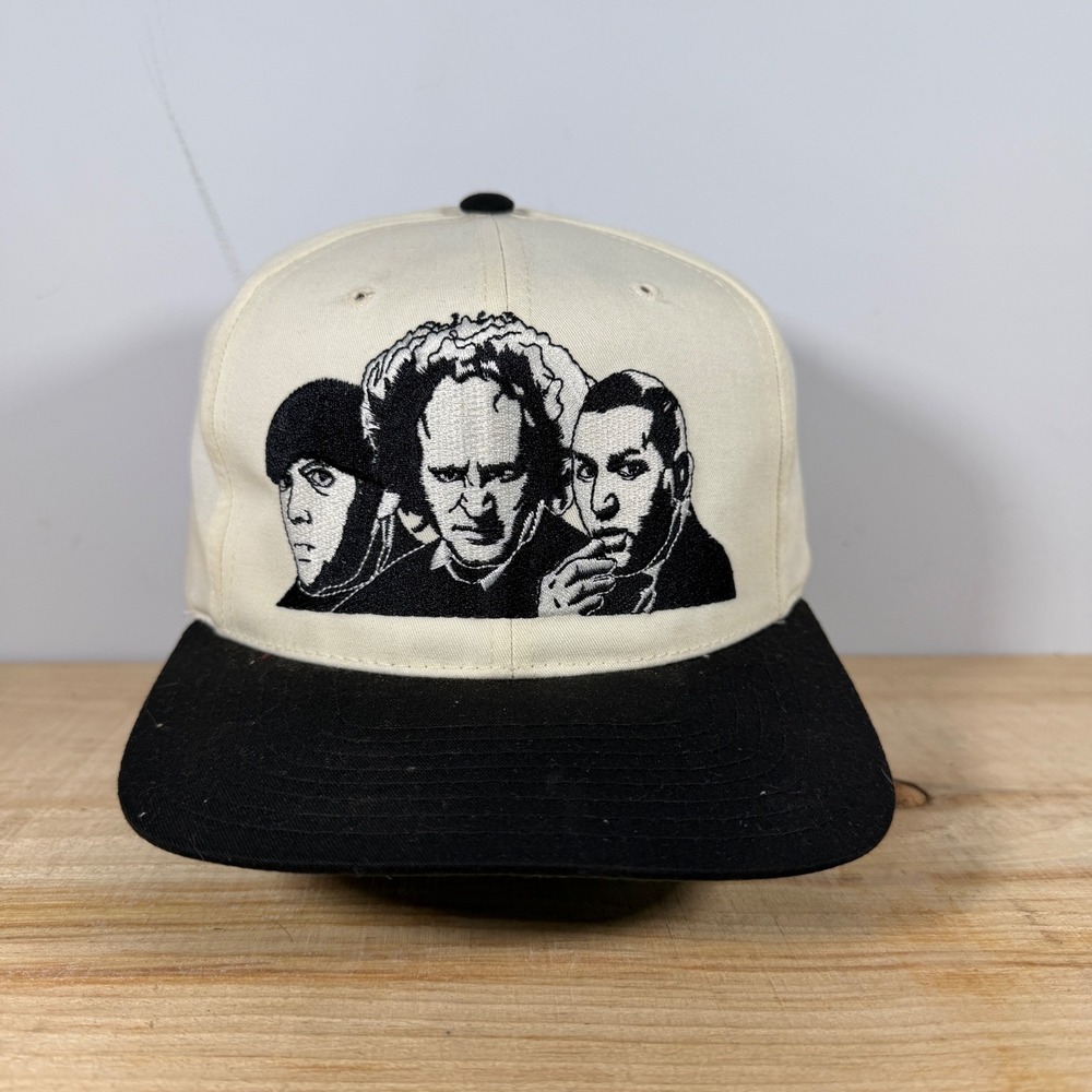 The Three Stooges Hat Mens Snapback White Novel Teez Vtg 1993 Blockhead Movie